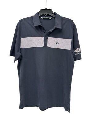 Travis Mathew Navy Polo with Light Gray Chest Panel